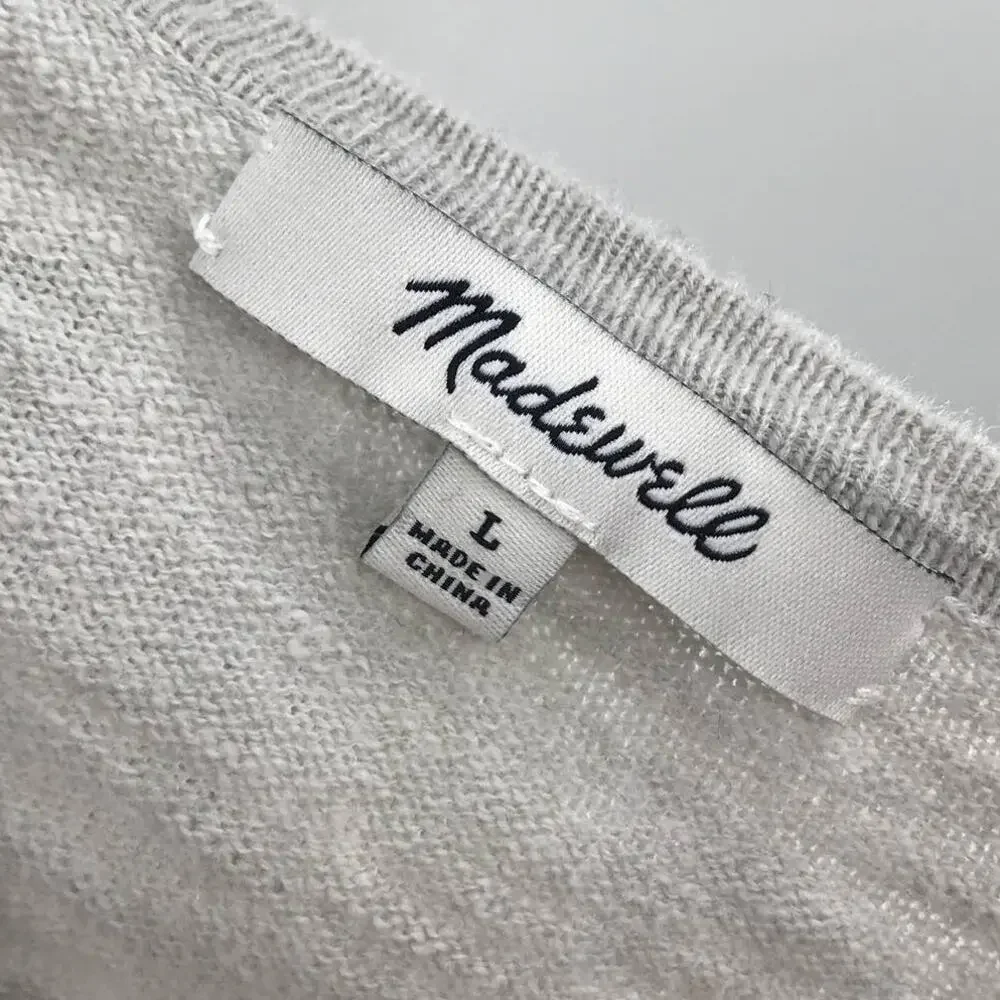 Madewell Light Ice Gray Open Front Cardigan Sweater